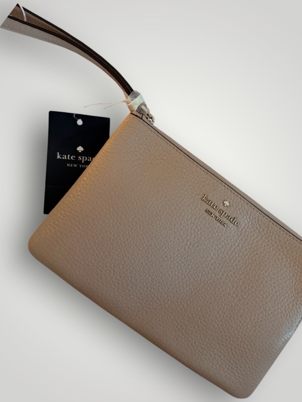 kate spade LEILA Beige Leather Wristlet Clutch